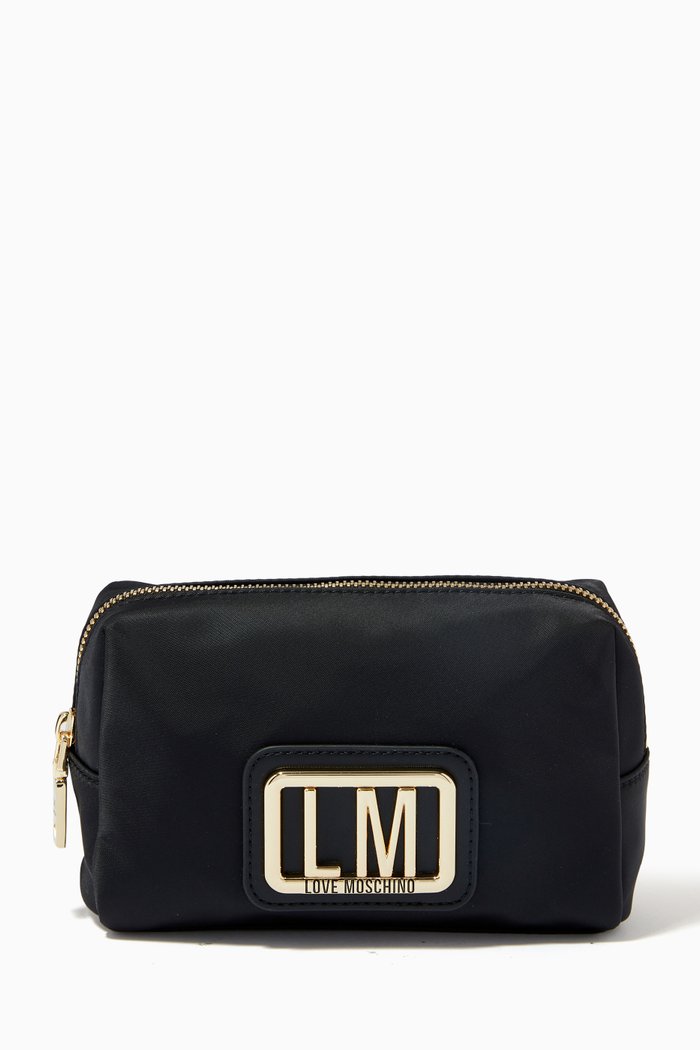 

Logo Plaque Makeup Bag in Nylon, Black