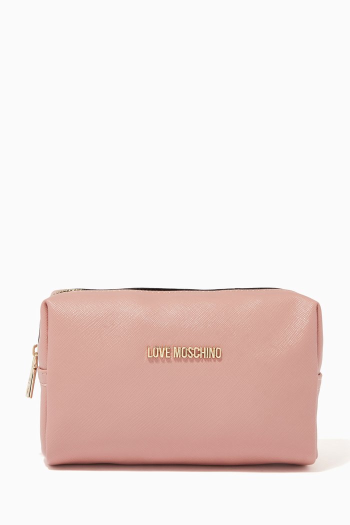 

Makeup Bag in Textured Faux Leather, Neutral