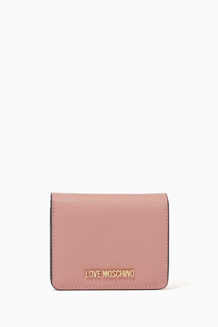 

Small Wallet in Textured Faux Leather, Neutral