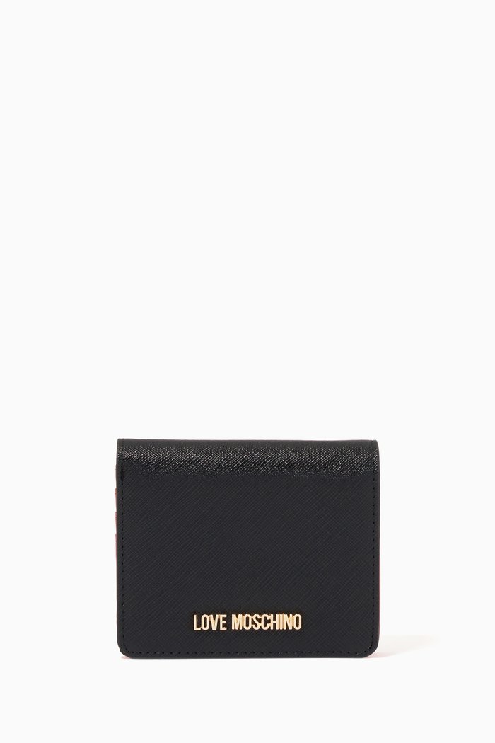 

Small Wallet in Textured Faux Leather, Black