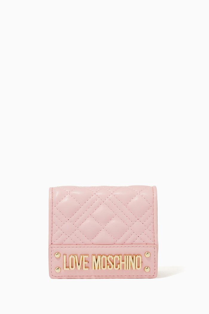 

Small Wallet in Quilted Faux Leather, Pink