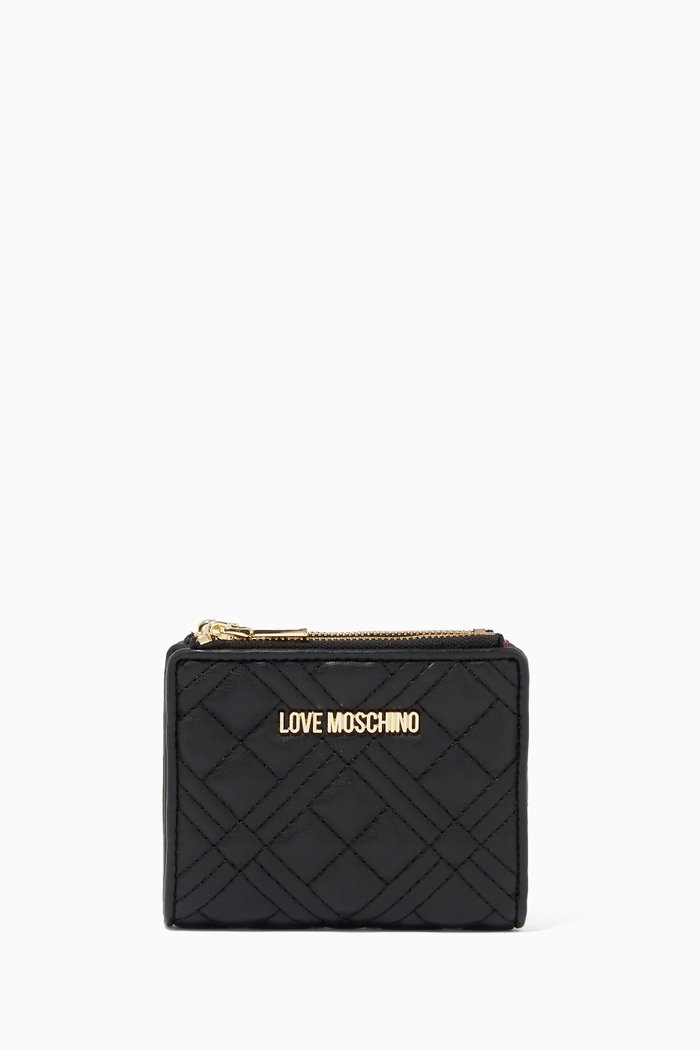

Small Wallet in Quilted Faux Leather, Black