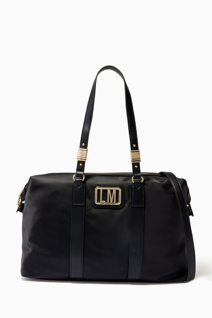 

Logo Plaque Travel Tote Bag in Nylon, Black