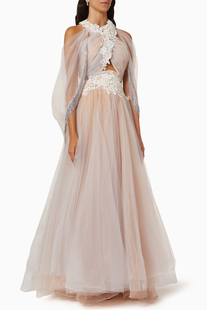 

Embellished Gown in Tulle, Pink