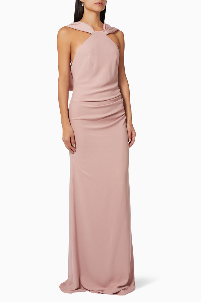 

Halter Maxi Gown in Crepe, Neutral