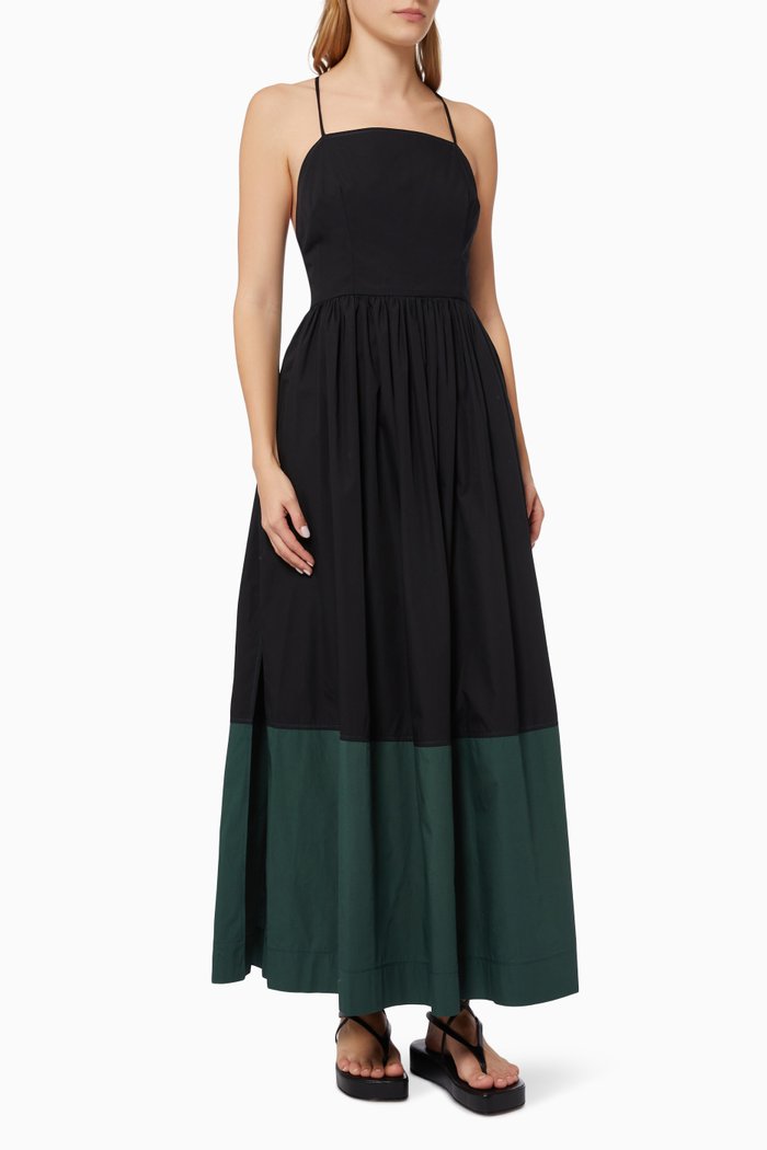 

Knotted Back Maxi Dress in Cotton, Black