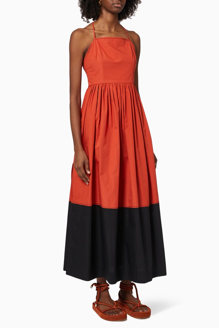 

Knotted Back Maxi Dress in Cotton, Orange
