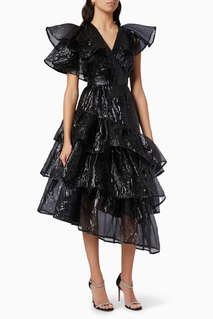 

Ruffle Tiered Dress, Black