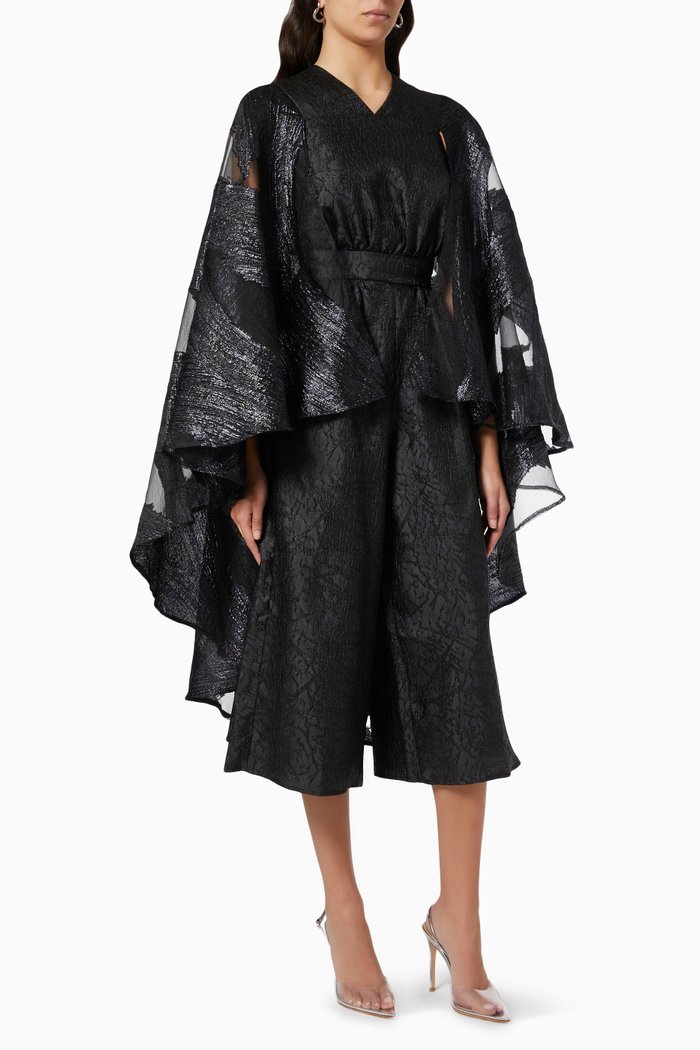 

Asymmetric Flared Sleeve Jumpsuit, Black