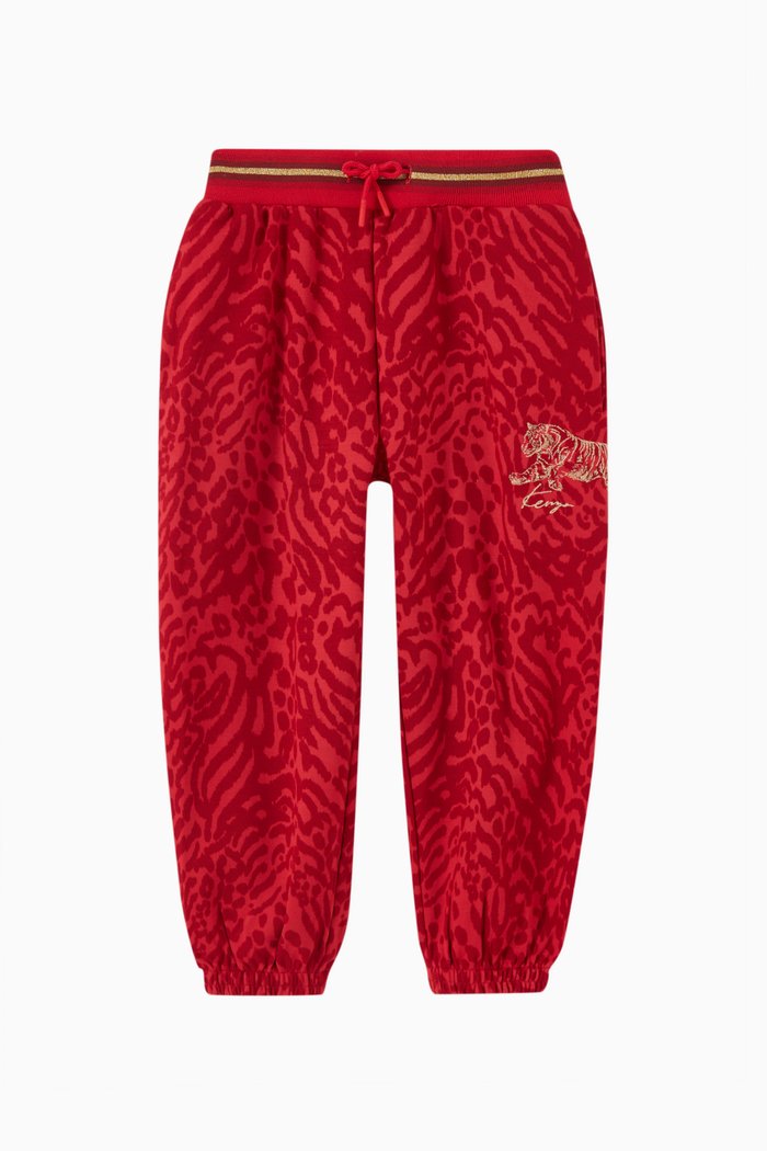 

Animal Print Joggers in Fleece, Red