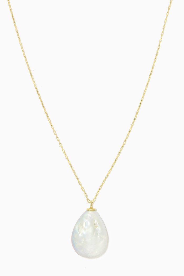 

Pearl Drop Necklace, Gold