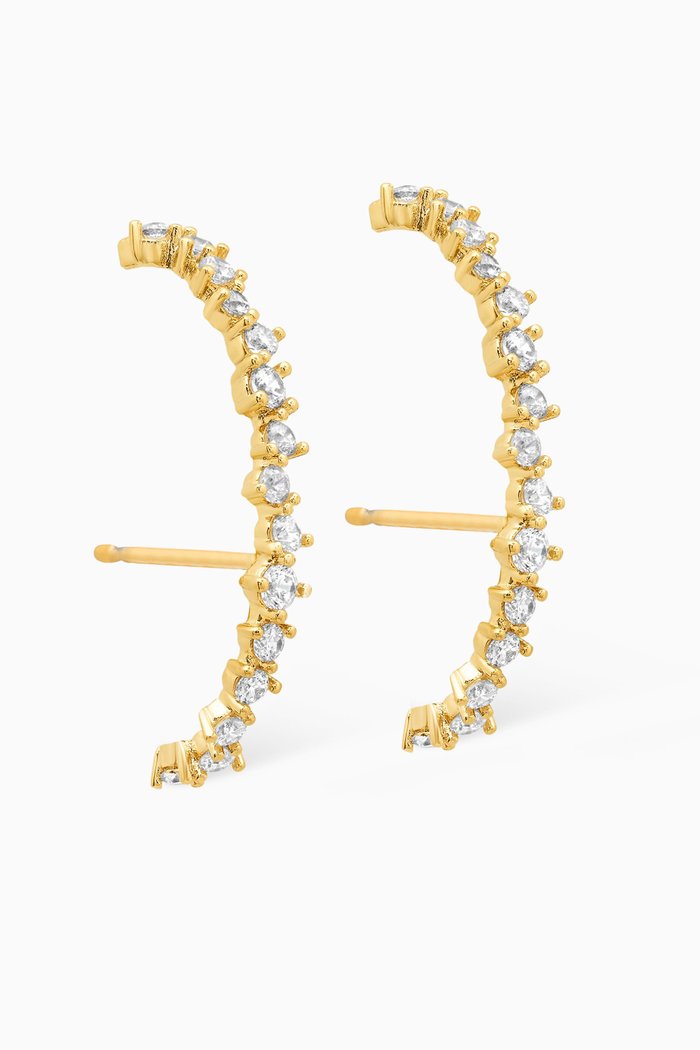 

Pave Suspender Climber Earrings, Gold