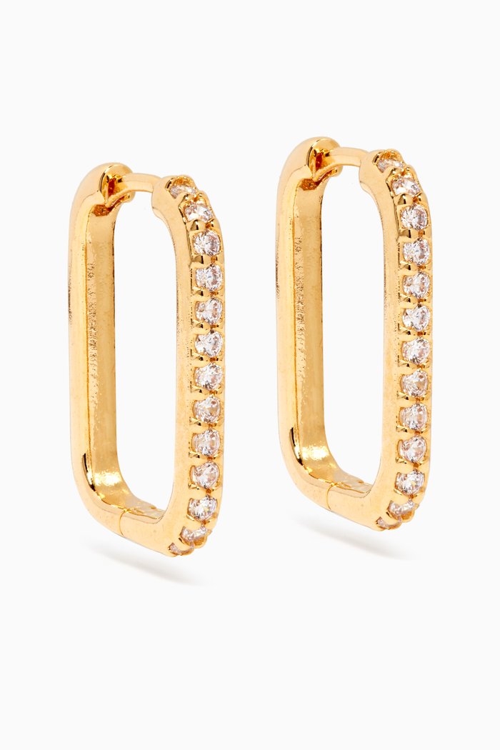 

Pave Rectangular Huggies, Gold