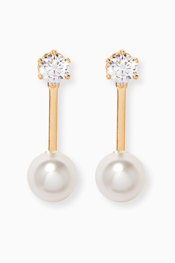 Solitaire & Pearl Stick Studs, White