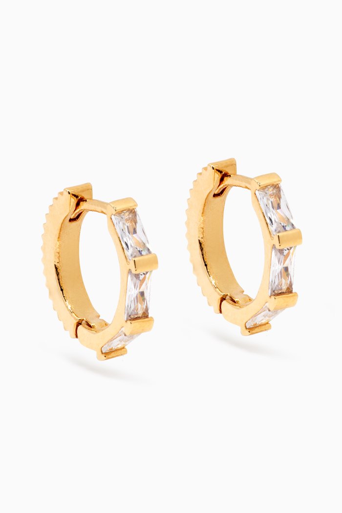 

Baguette CZ Reversible Huggies, Gold
