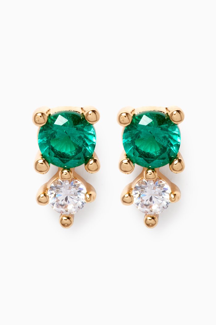 

Colored CZ Stud Earrings, Green