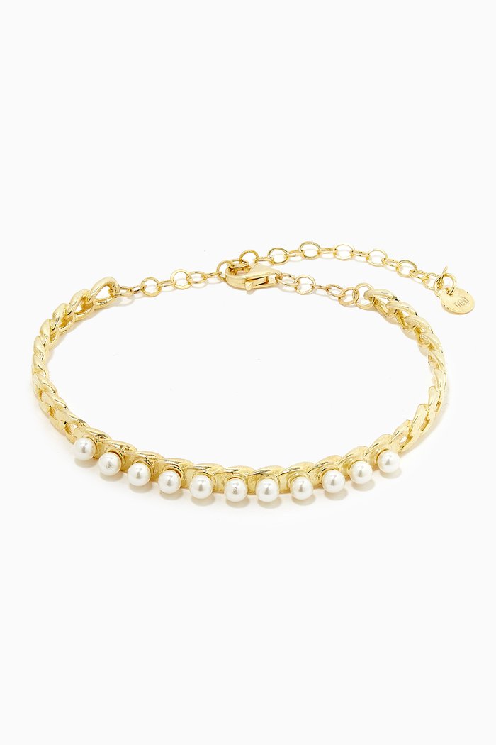 

Pearl Chain Bracelet, White