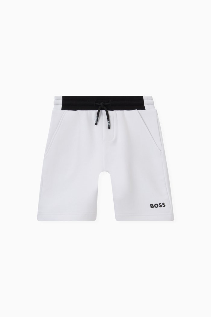 

Contrast Waistband Shorts in Cotton Blend, White