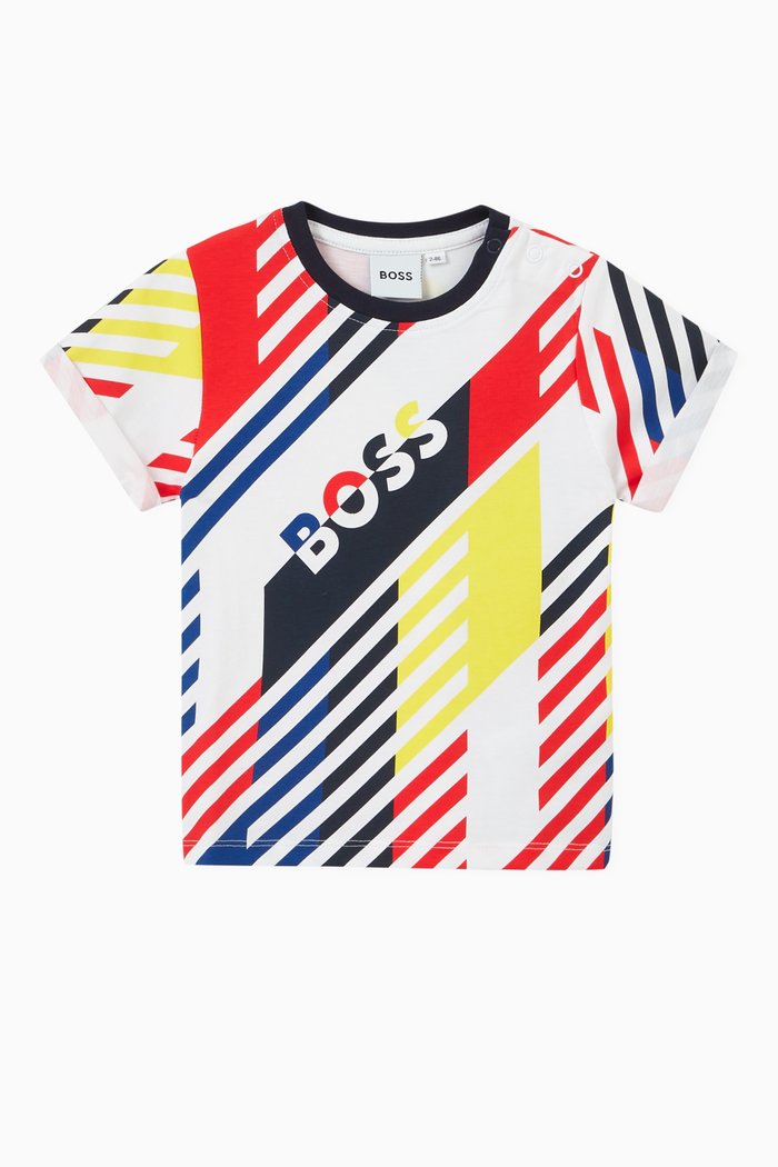 

All-Over Striped Print T-shirt, Multicolour