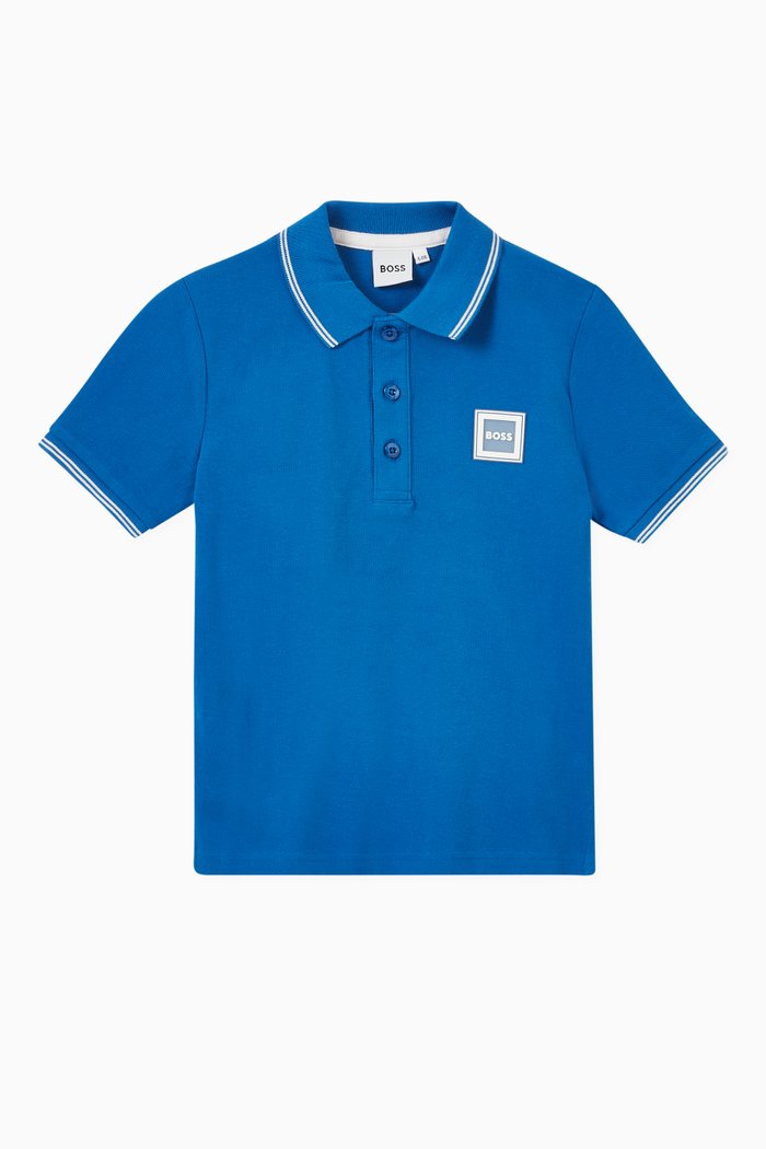

Logo Badge Polo in Cotton, Blue