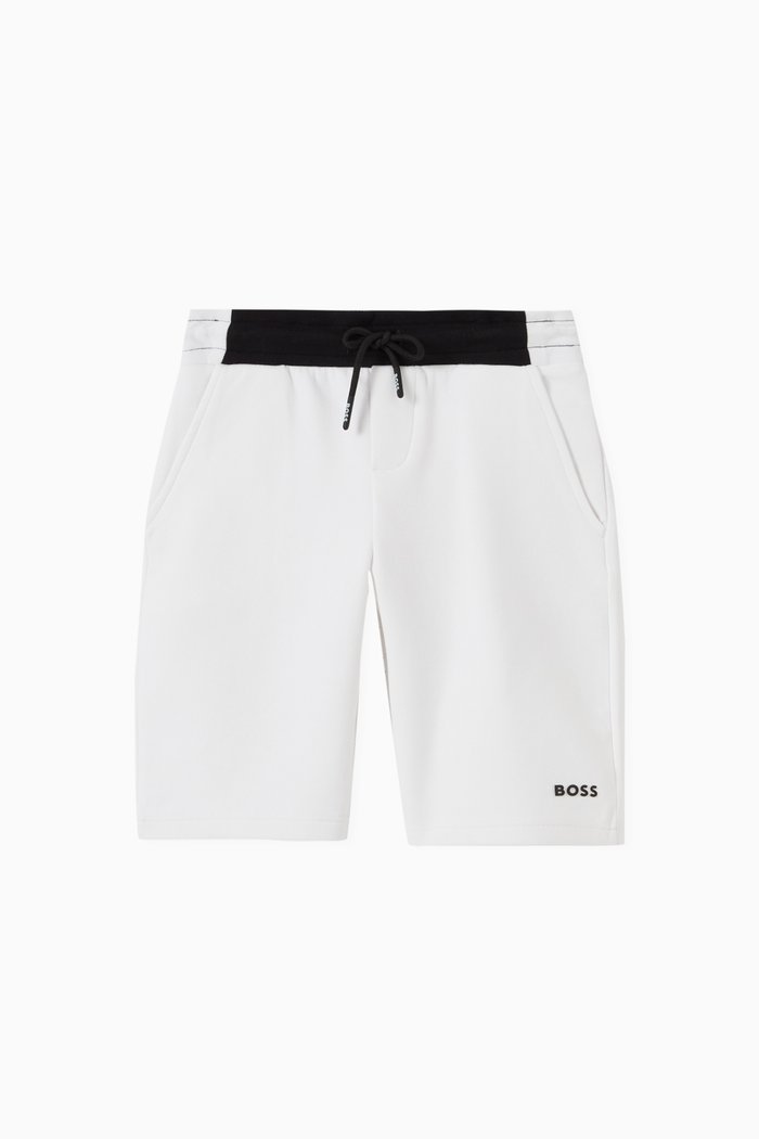

Contrast Waistband Shorts in Cotton Blend, White