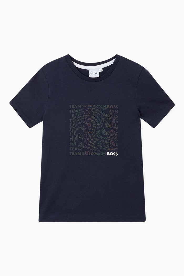

Logo Print T-Shirt in Cotton, Blue