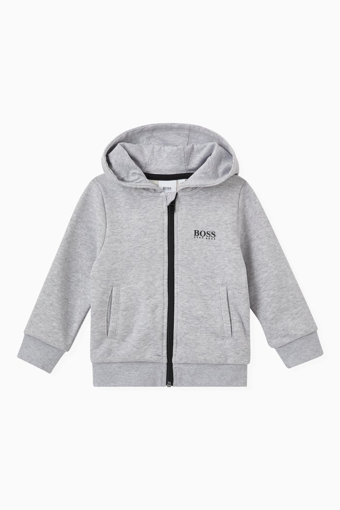 

Logo Print Hoodie in Cotton Blend, Grey