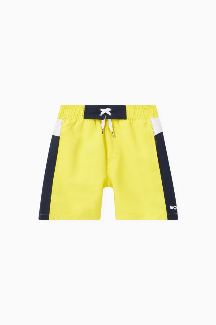 

Contrast Swim Shorts in Technical Fabric, Yellow