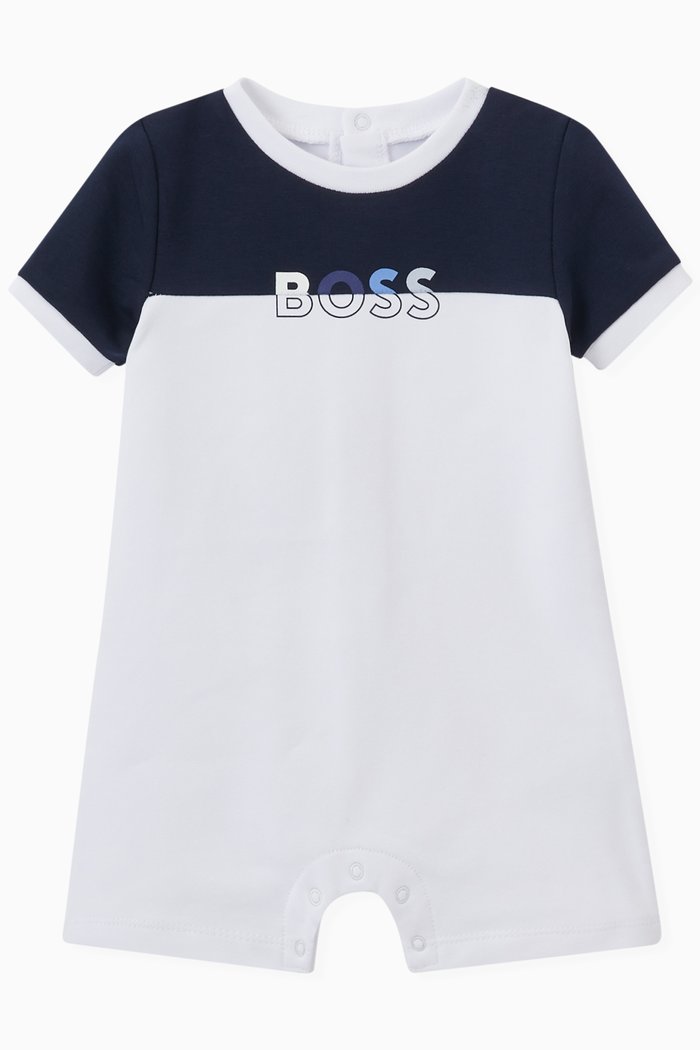 

Logo Print Romper in Cotton, White