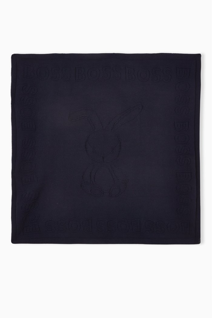 

Knitted Logo Blanket, Blue