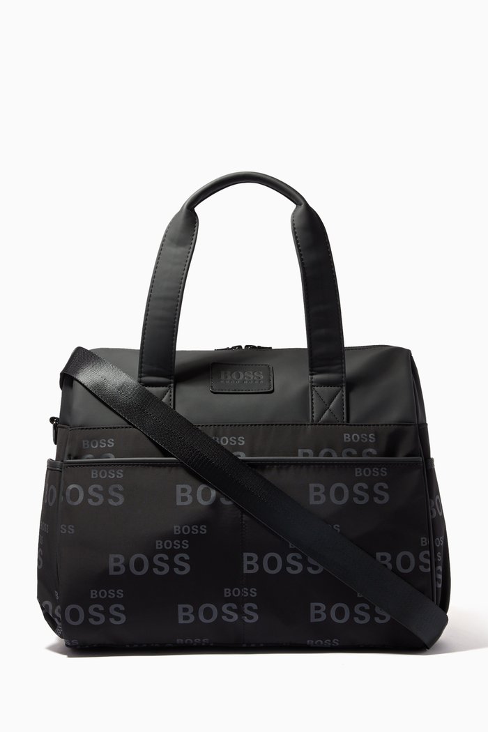 

Logo Print Diaper Bag with Changing Mat, Black