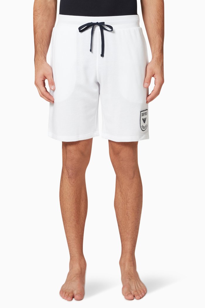 

Contrast Bermuda Shorts in Cotton Knit, White