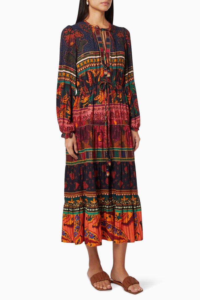 

Mixed Patchwork Maxi Dress in Viscose, Multicolour