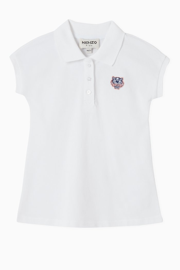 

Tiger Patch Polo Dress in Cotton, White