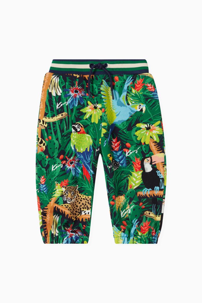 

Tropical Print Sweatpants in Cotton, Blue