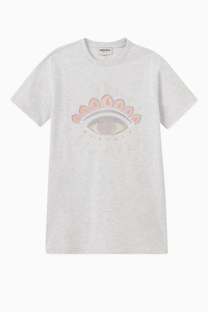 

Eye Graphic T-shirt Dress in Cotton, Grey