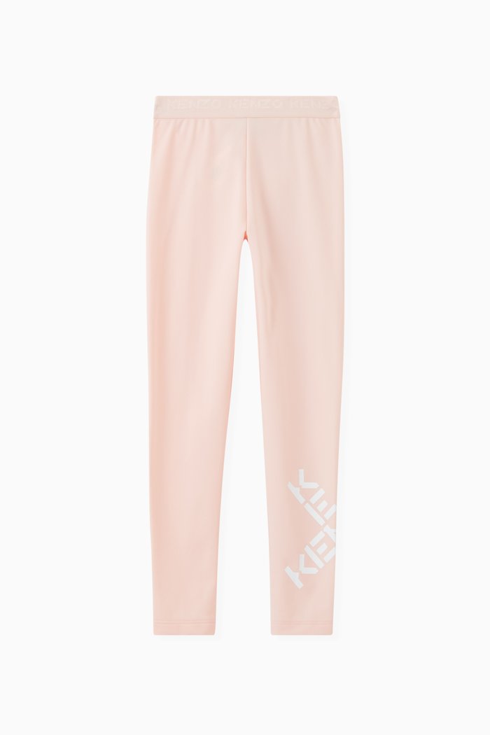 

Logo Print Leggings in Nylon Stretch, Pink