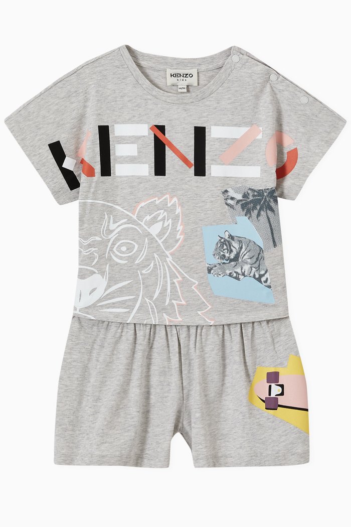 

Animal Logo Jumpsuit in Organic Cotton, Grey