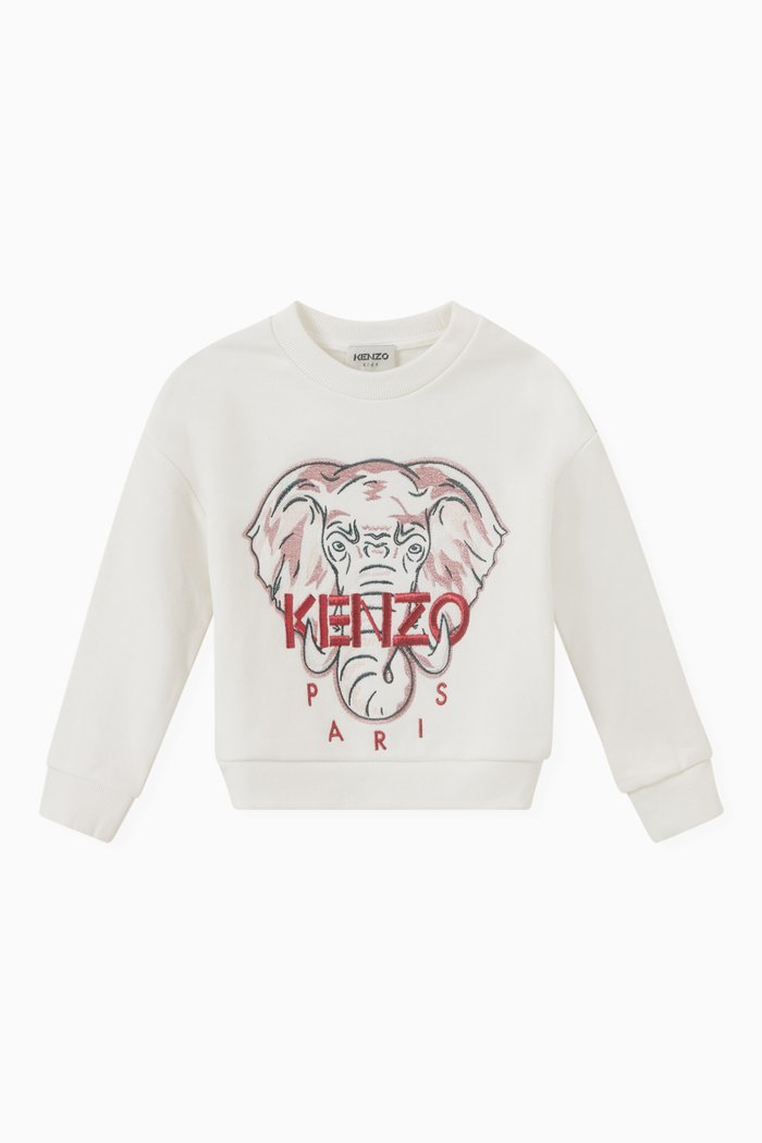 

Elephant Graphic Sweatshirt in Cotton, Neutral