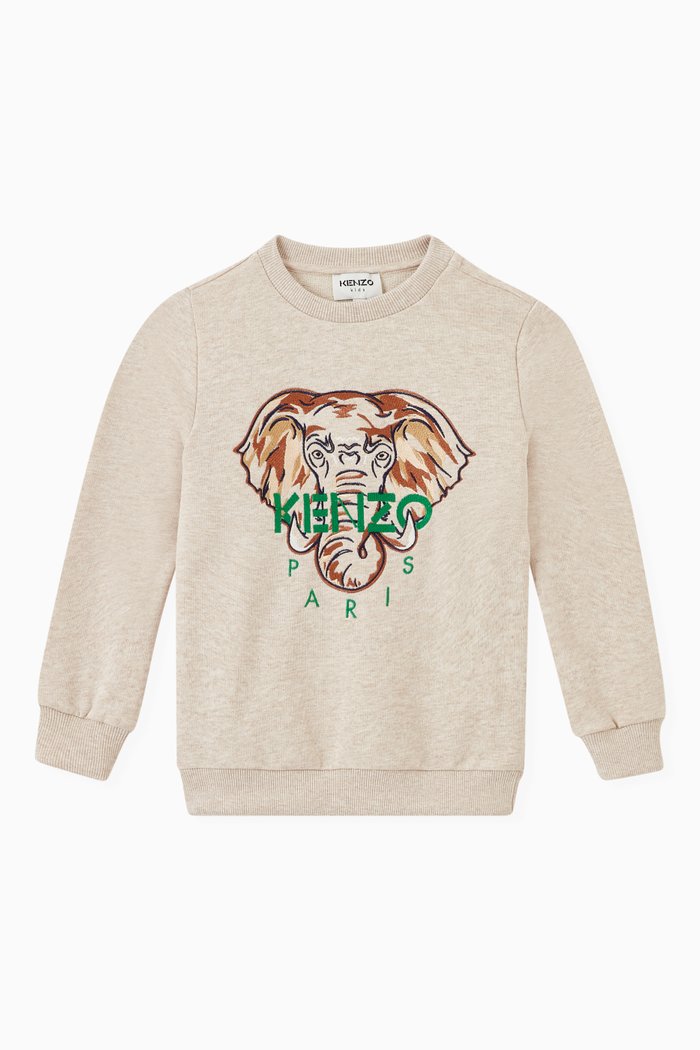 

Embroidered Elephant Sweatshirt in Cotton Blend, Neutral