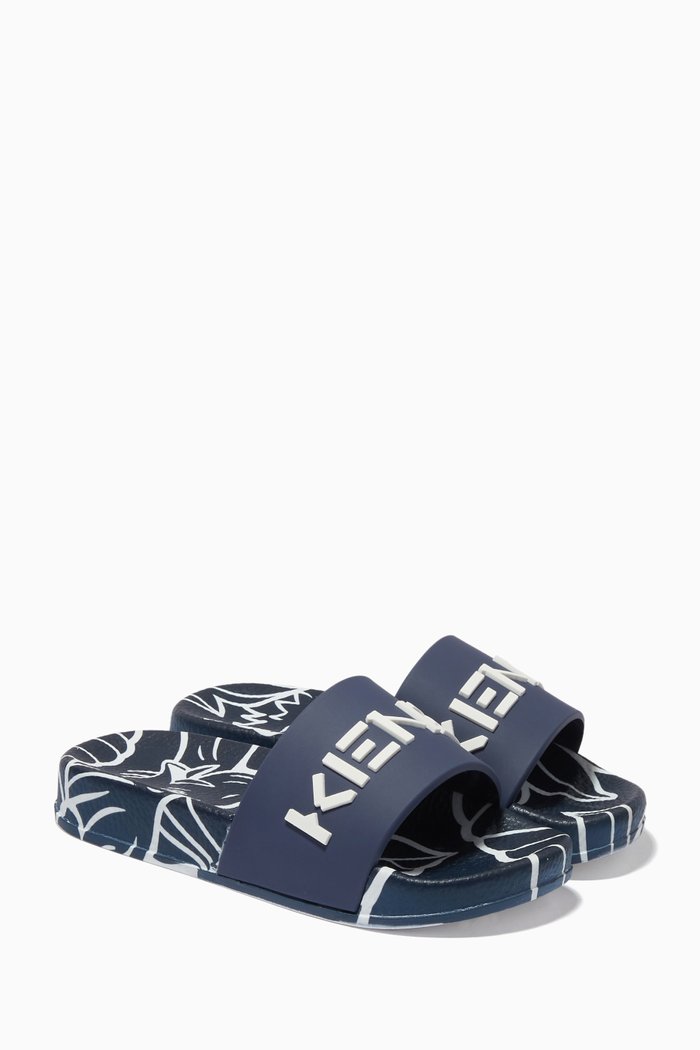 

Slide Sandal with Logo, Blue