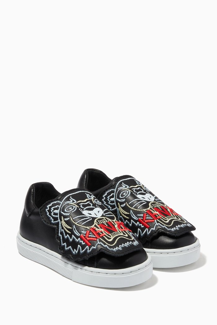 

Tiger Face Sneakers in Nappa Leather, Black