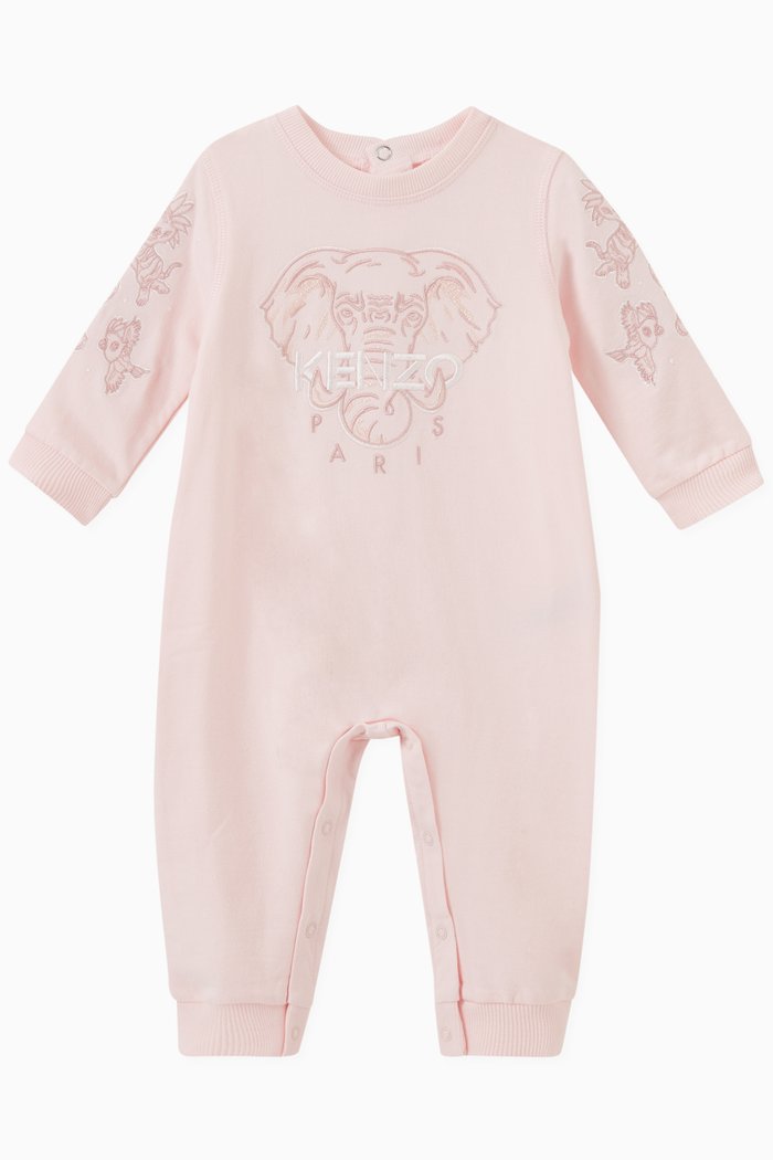 Embroidered Logo Pyjamas in Organic Cotton, Pink