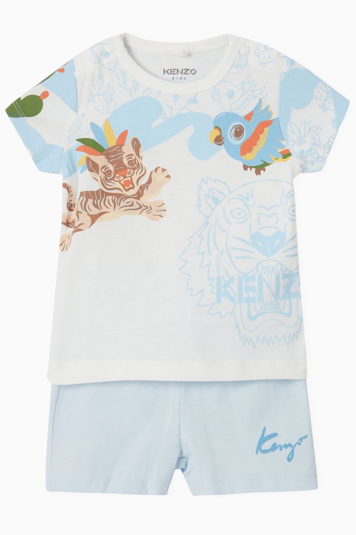 

Animal Print T-Shirt & Shorts Set in Organic Cotton Jersey, Neutral