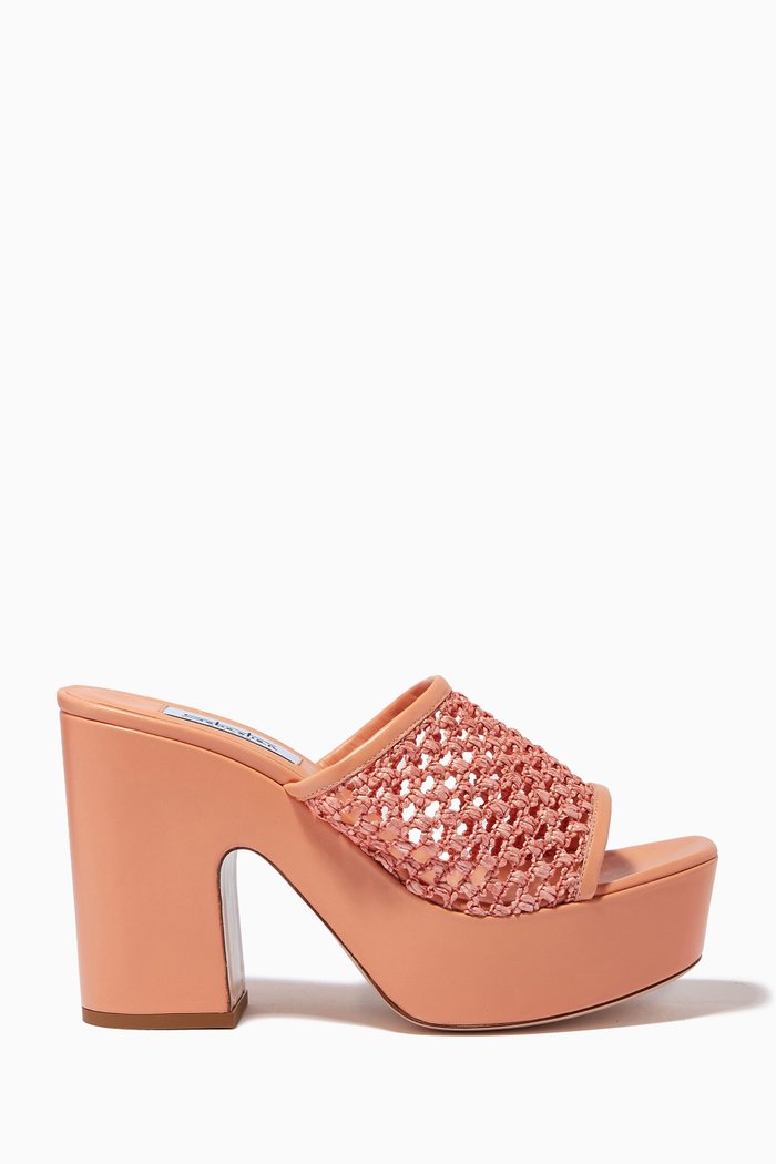 

Eden Wedge Mules in Leather, Pink