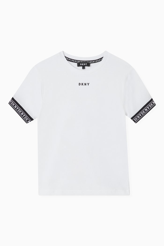 Tape Trim T-shirt in Cotton Jersey, White