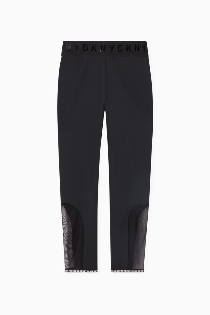 

Mesh Hem Leggings in Nylon, Black