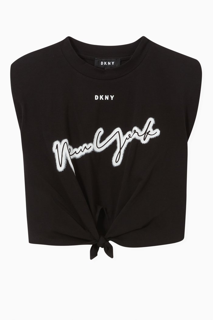 

Logo Knot Hem Top in Jersey, Black
