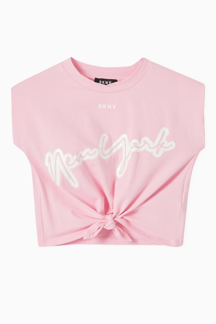 

Logo Knot Hem Top in Jersey, Pink