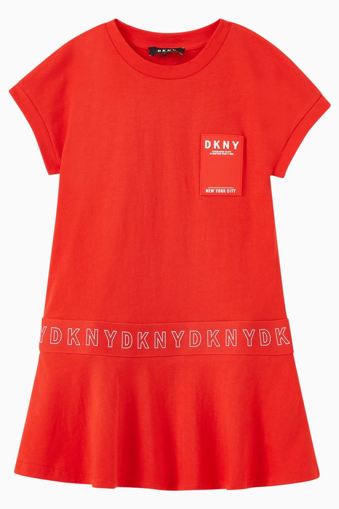 

Logo Patch Dress in Cotton, Orange